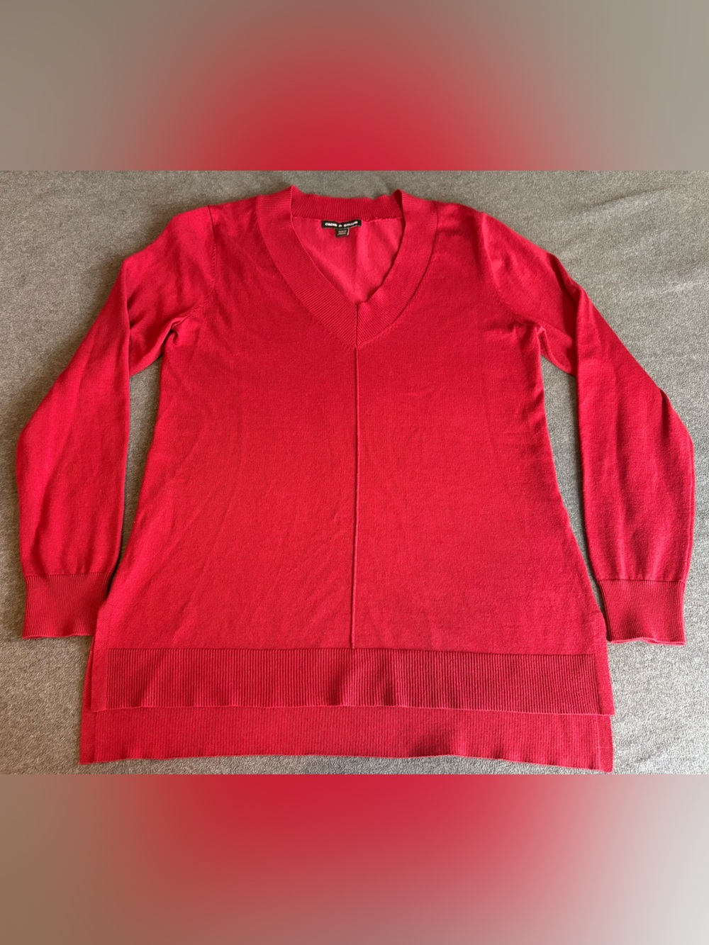 Cable & Gauge Women's Red Wine V-Neck Sweater Size M